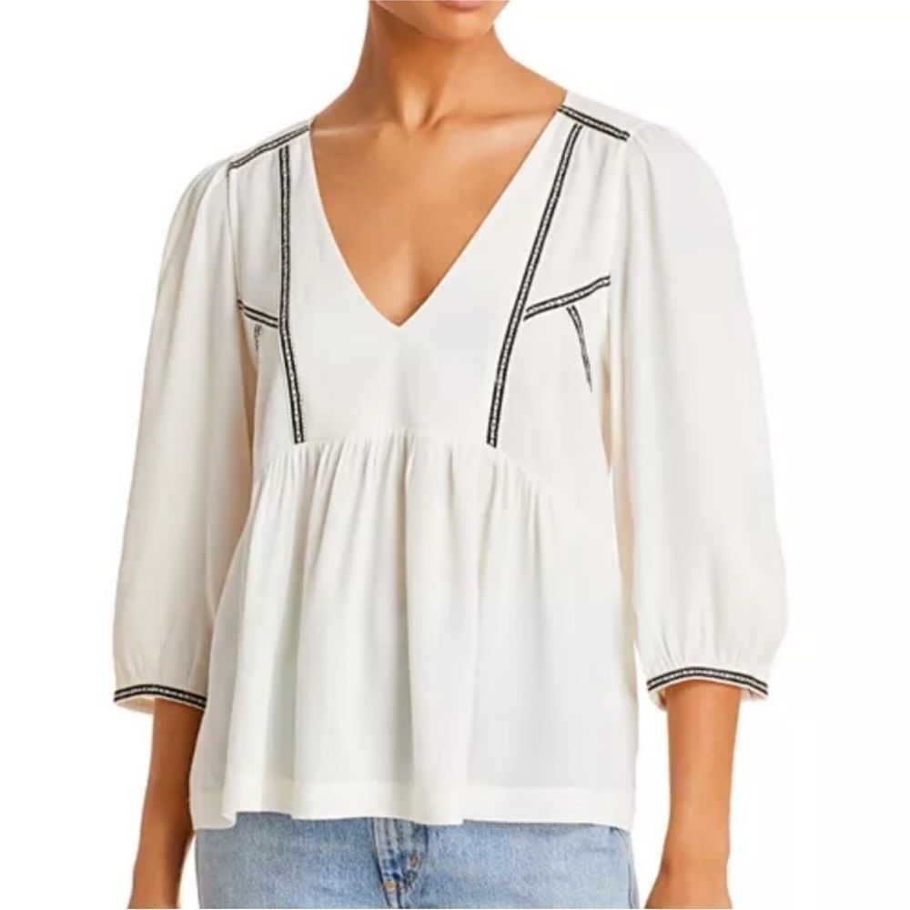 NWT BA&SH AMBER Embroidered Blouse in Ivory - Picture 7 of 13